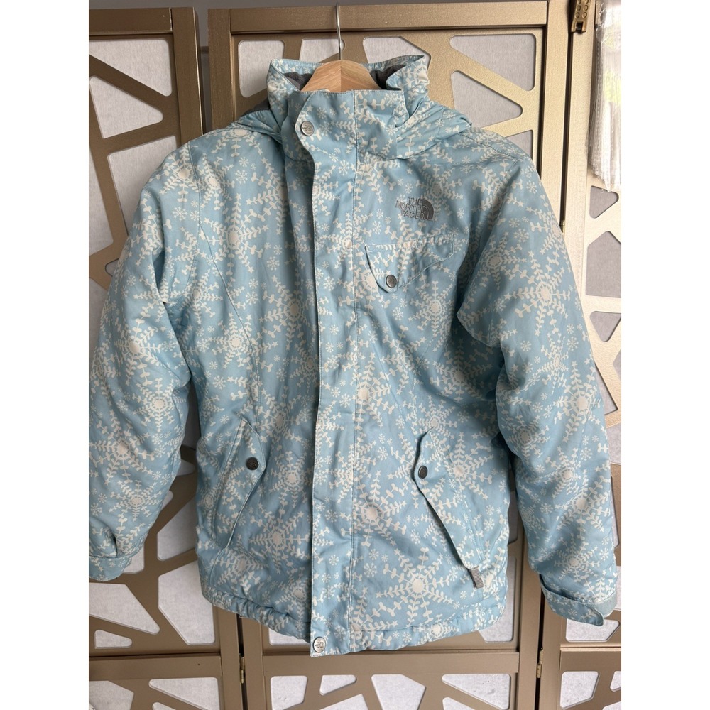 The North Face Jacket Girls Large 14 16 Blue HyVent Removable Hood Parka Coat